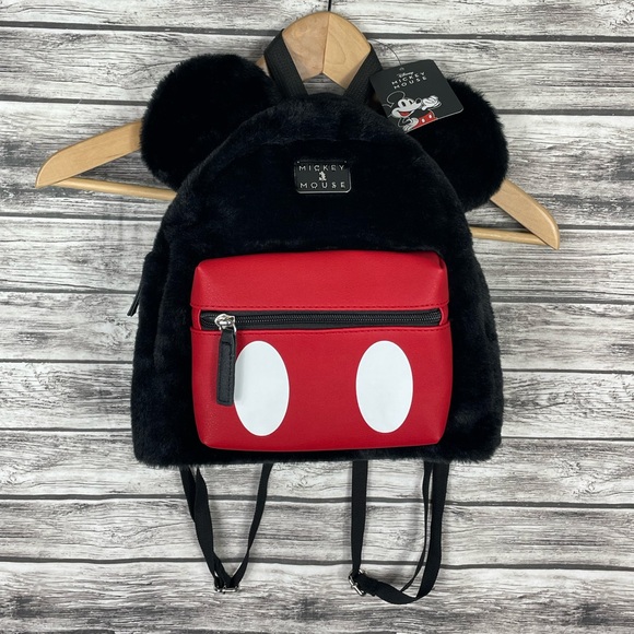 NWT Disney Mickey Mouse Fuzzy Backpack - Picture 1 of 8